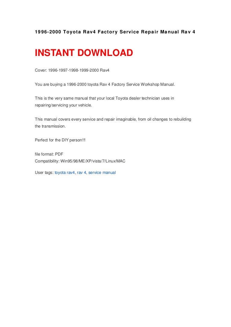 1996 2000 toyota rav4 factory service repair manual rav 4 rh slideshare net Toyota RAV4 Interior Toyota 4Runner